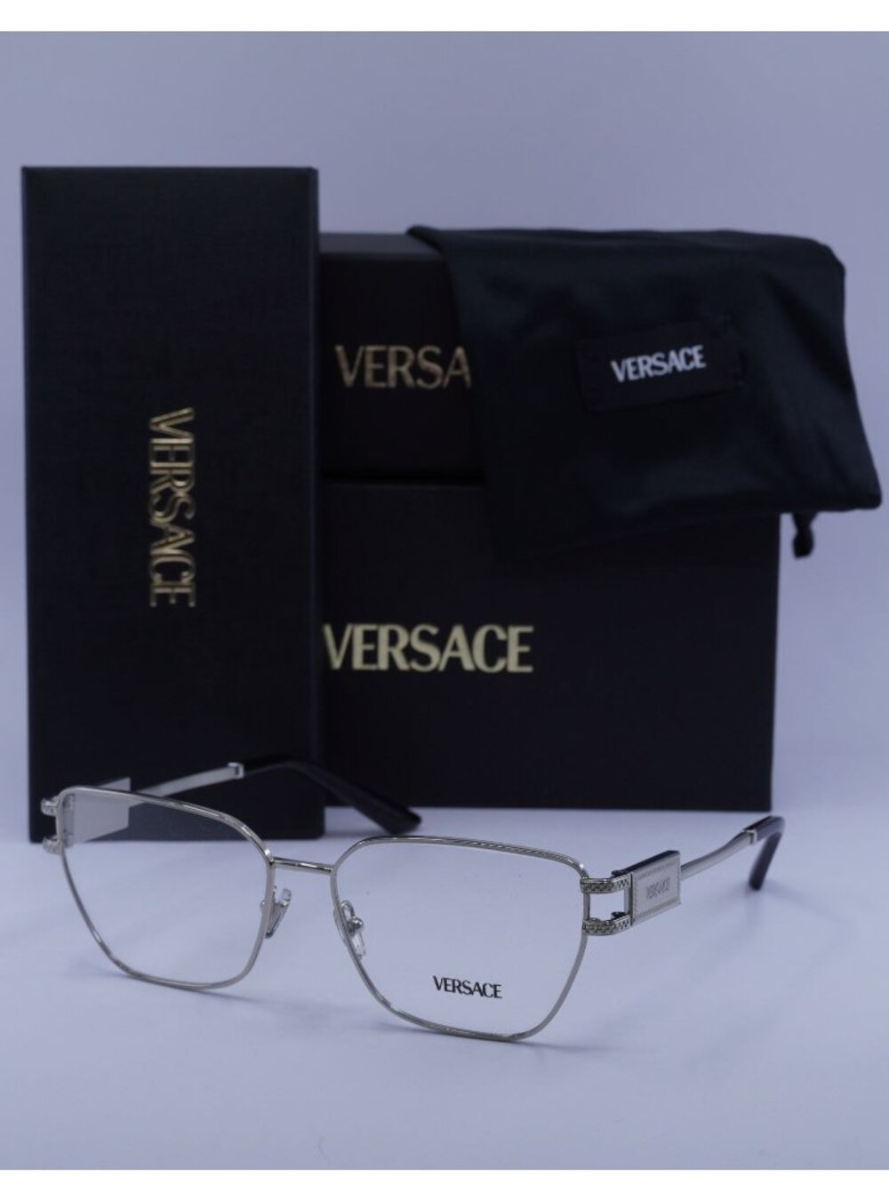 Versace VE1301 1000 Cat Eye Eyeglasses 55mm – Silver